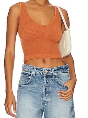 Free People Intimately Women's Ribbed Tank Crop Top Medium/large Coral color